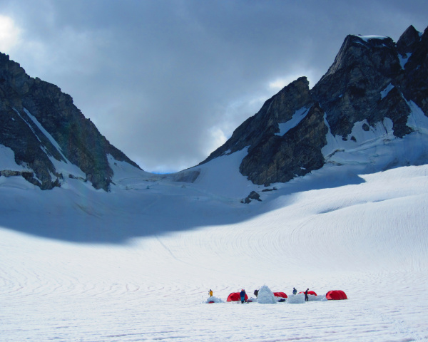 team sets camp Waddington Range